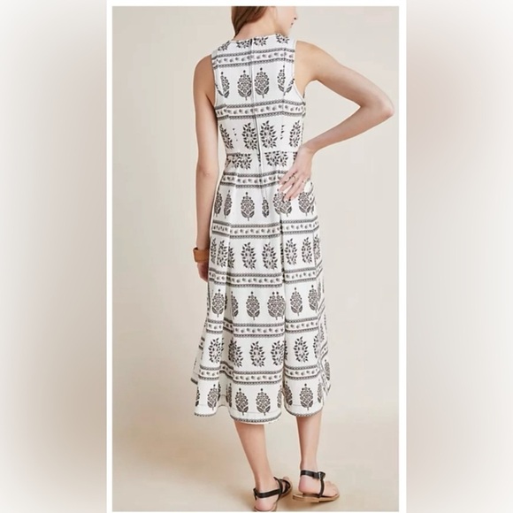 Anthropologie NWT Woodblock Midi Dress Floral Print Fit and Flare Women’s Sz 14 - Picture 3 of 13